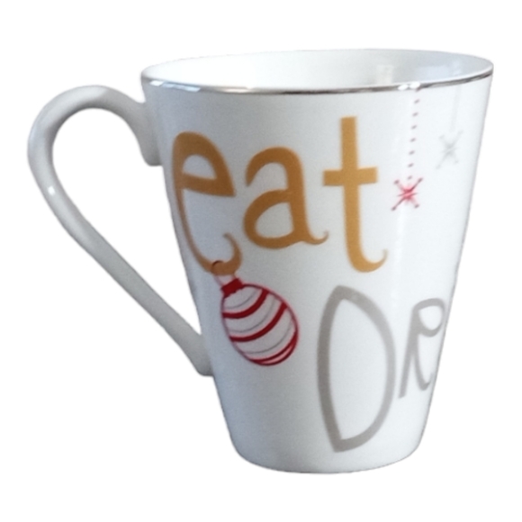 Lenox Holiday Mug Eat Drink Be Merry White Red Silver 12 oz - Picture 4 of 9